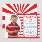 Circus Karneval Geburtstag Danke Karte mit Foto (Vorne/Hinten)