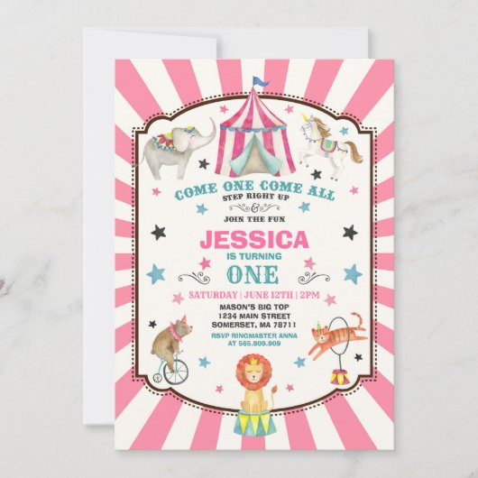Circus Karneval Geburtstag Einladung Circus Party (Vorderseite)