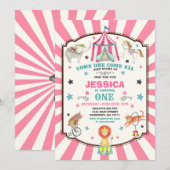 Circus Karneval Geburtstag Einladung Circus Party (Vorne/Hinten)