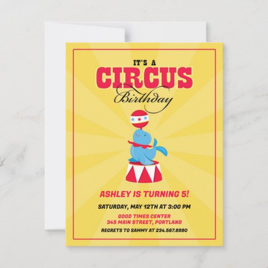 Circus Karneval Geburtstagsparty Einladung (Vorderseite)