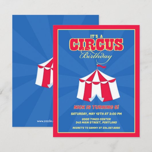 Circus Karneval Geburtstagsparty Einladung (Vorne/Hinten)