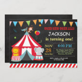 Circus Karneval Geburtstagsparty Einladung (Vorne/Hinten)