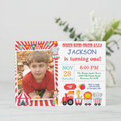 Circus Karneval Geburtstagsparty Foto Einladung (Stehend Vorderseite)