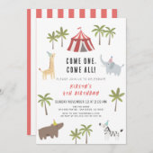 Circus Karneval Party Tiere Kindergeburtstag Einladung (Vorne/Hinten)