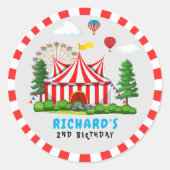 Circus Karneval Thema Geburtstagsparty Runder Aufkleber (Vorderseite)