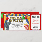 Circus Karneval Ticket - individuelle Einladungen (Vorne/Hinten)
