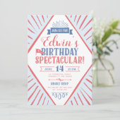 Circus Karneval Typografisch Geburtstag Spektakulä Einladung (Stehend Vorderseite)