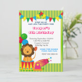 Circus Lion Birthday laden Einladung (Stehend Vorderseite)