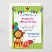 Circus Lion Birthday laden Einladung (Vorne/Hinten)