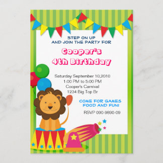 Circus Lion Birthday laden Einladung
