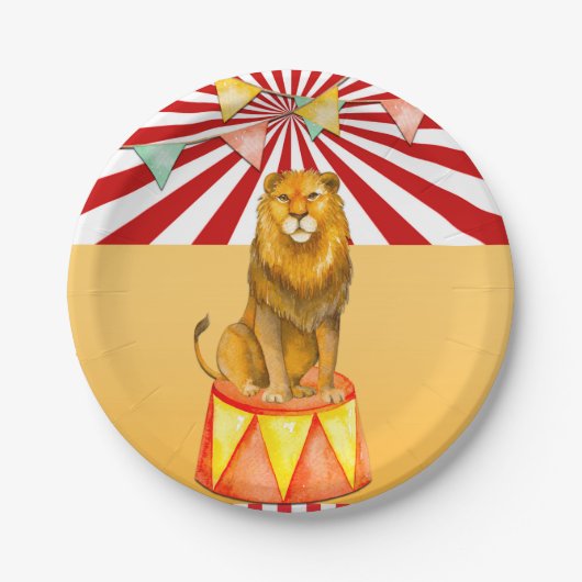 Circus Lion Carnival Babydusche Geburtstagsparty Pappteller (Vorderseite)