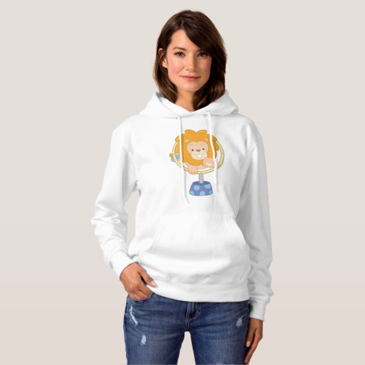 Circus Lion springt durch einen Hoop Hoodie (Vorne ganz)