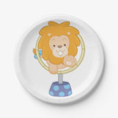 Circus Lion springt durch einen Hoop Pappteller (Vorderseite)