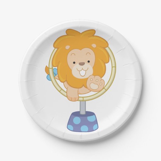 Circus Lion springt durch einen Hoop Pappteller (Vorderseite)