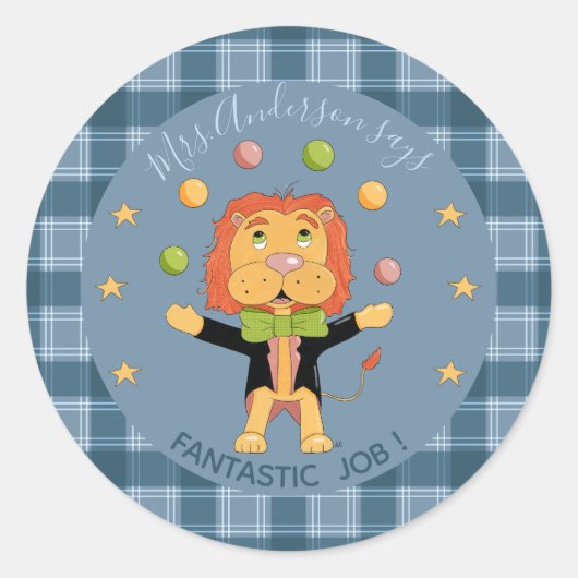 Circus Lion Student Blue Reward Sticker (Vorderseite)