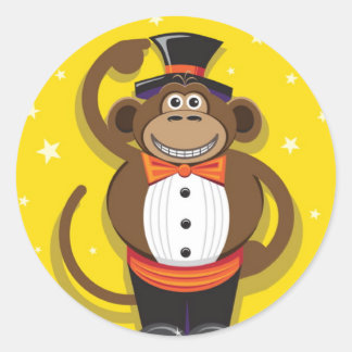 Circus Monkey Runder Aufkleber