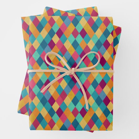 Circus Multicolor Rhombusse Geschenkpapier Set (Beispiel)