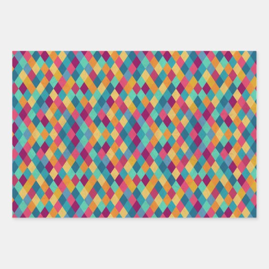 Circus Multicolor Rhombusse Geschenkpapier Set (Vorderseite)
