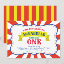 Circus Niedlich 1. Geburtstag Einladungen