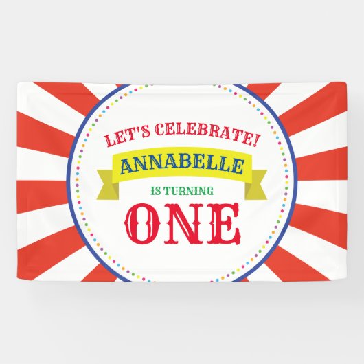 Circus Niedlich Colorful 1. Geburtstag Party Thema Banner (Horizontal)