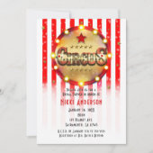 Circus Party Event Red White Gold Streifen Einladung (Vorderseite)