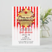 Circus Party Event Red White Gold Streifen Einladung (Stehend Vorderseite)