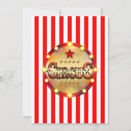 Circus Party Event Red White Gold Streifen Einladung (Rückseite)