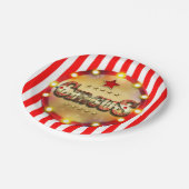 Circus Party Event Red White Gold Strip Chic Pappteller (Schrägansicht)