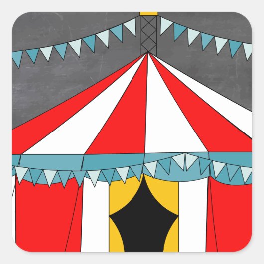 Circus Party Geschenke Quadratischer Aufkleber (Vorderseite)