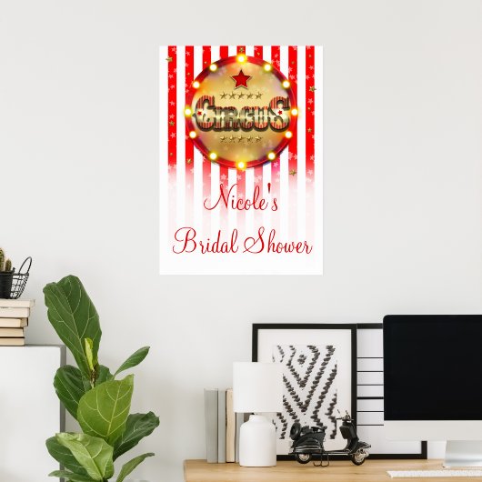 Circus Party Red White Gold Banner Poster (Heimbüro)