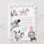 Circus Party Tiere Karneval Party Erstgeburt Einladung (Vorderseite)