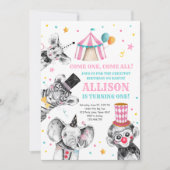 Circus Party Tiere Karneval Party Erstgeburt Einladung (Vorderseite)