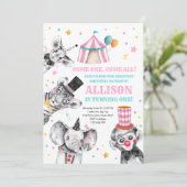 Circus Party Tiere Karneval Party Erstgeburt Einladung (Stehend Vorderseite)