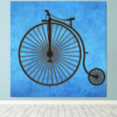 Circus Penny Farthing Bike on Blue Parchment Leinwanddruck (Insitu (Holzboden))
