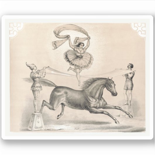 Circus Performer springen über eine große Schleife Aufkleber (Vorderseite)