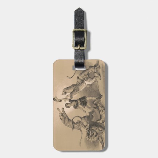 Circus Performer Stehend unter vicious Animals Gepäckanhänger (Vorderseite vertikal)