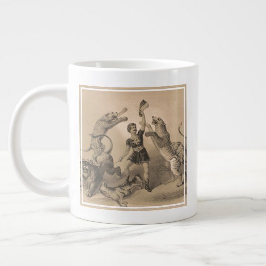 Circus Performer Stehend unter vicious Animals Jumbo-Tasse (Links)