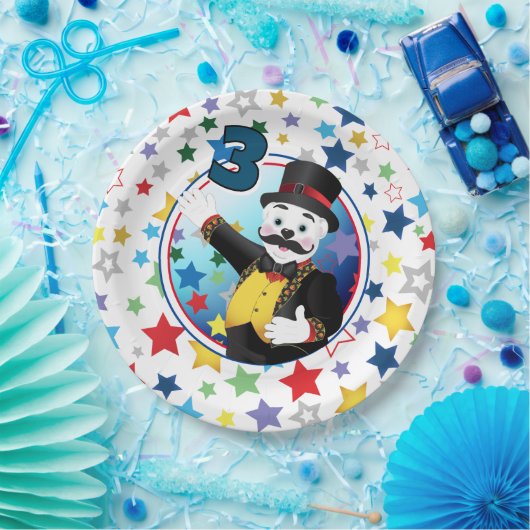 Circus Polar Bear Ringmaster Birthday Pappteller (Party)