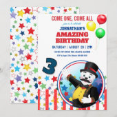 Circus Polar Bear Ringmaster Einladung (Vorne/Hinten)