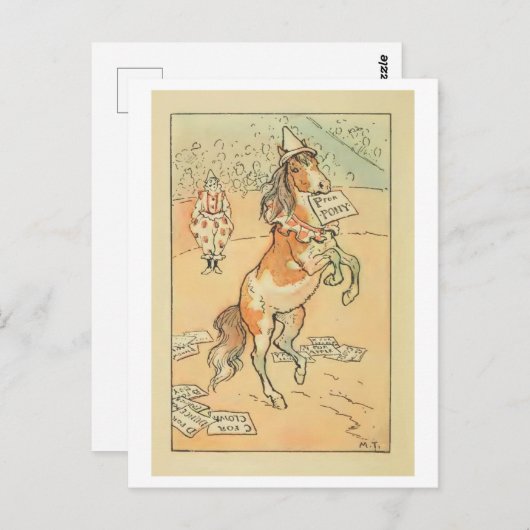 Circus Pony mit Alphabet Karten Retro Postkarte (Vorne/Hinten)
