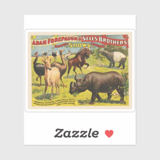 Circus Poster für Adam Forepaugh & Sells Brothers Aufkleber (Blatt)