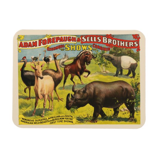 Circus Poster für Adam Forepaugh & Sells Brothers Magnet (Horizontal)