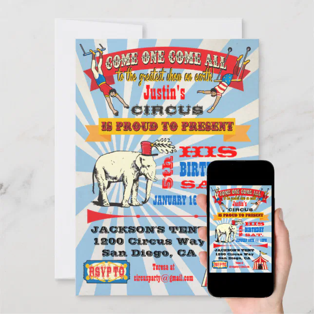 Creative Converting Zirkus-Party Einladungen – 8 Stück Pop-Up-Ticket-Design Inkl. Umschläge