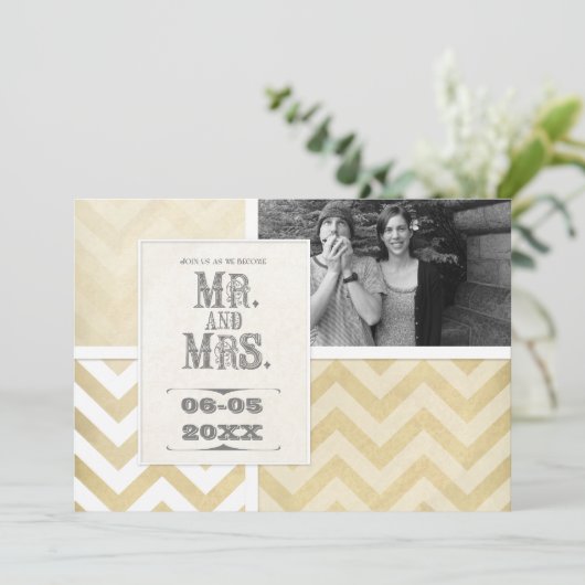 Circus Poster Style - Ombre Zickzack Stripe Zig Za Einladung (Stehend Vorderseite)