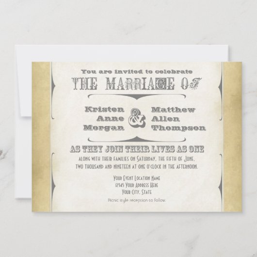 Circus Poster Style - Ombre Zickzack Stripe Zig Za Einladung (Rückseite)