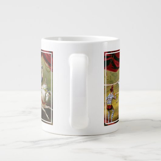 Circus Poster zeigt Acrobat Darstellend auf Pferd. Jumbo-Tasse (Rückseite)