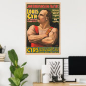 Circus Poster zeigt Louis Cyr mit überquerten Waff (Heimbüro)