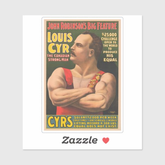 Circus Poster zeigt Louis Cyr mit überquerten Waff Aufkleber (Blatt)