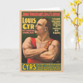 Circus Poster zeigt Louis Cyr mit überquerten Waff Karte (Gelbe Blume)