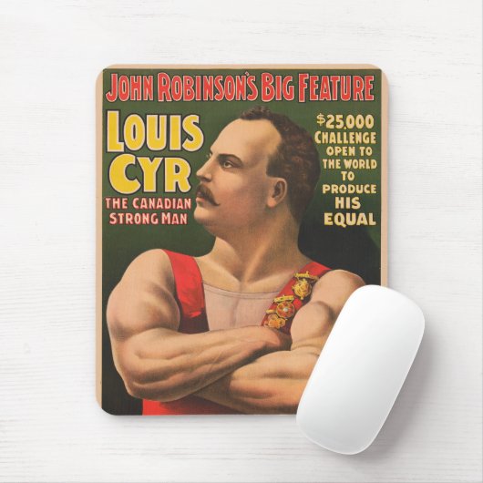Circus Poster zeigt Louis Cyr mit überquerten Waff Mousepad (Mit Mouse)
